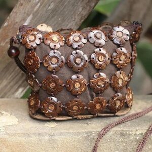 NOVICA Petite Blossoms Floral Coconut Shell Shoulder Bag NWOT BagWomen Bag